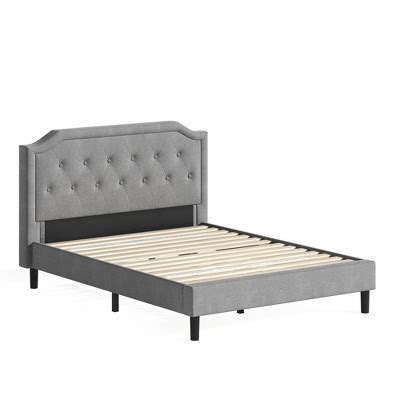 queen size metal upholstery fabric|queen kellen upholstered bed frame.